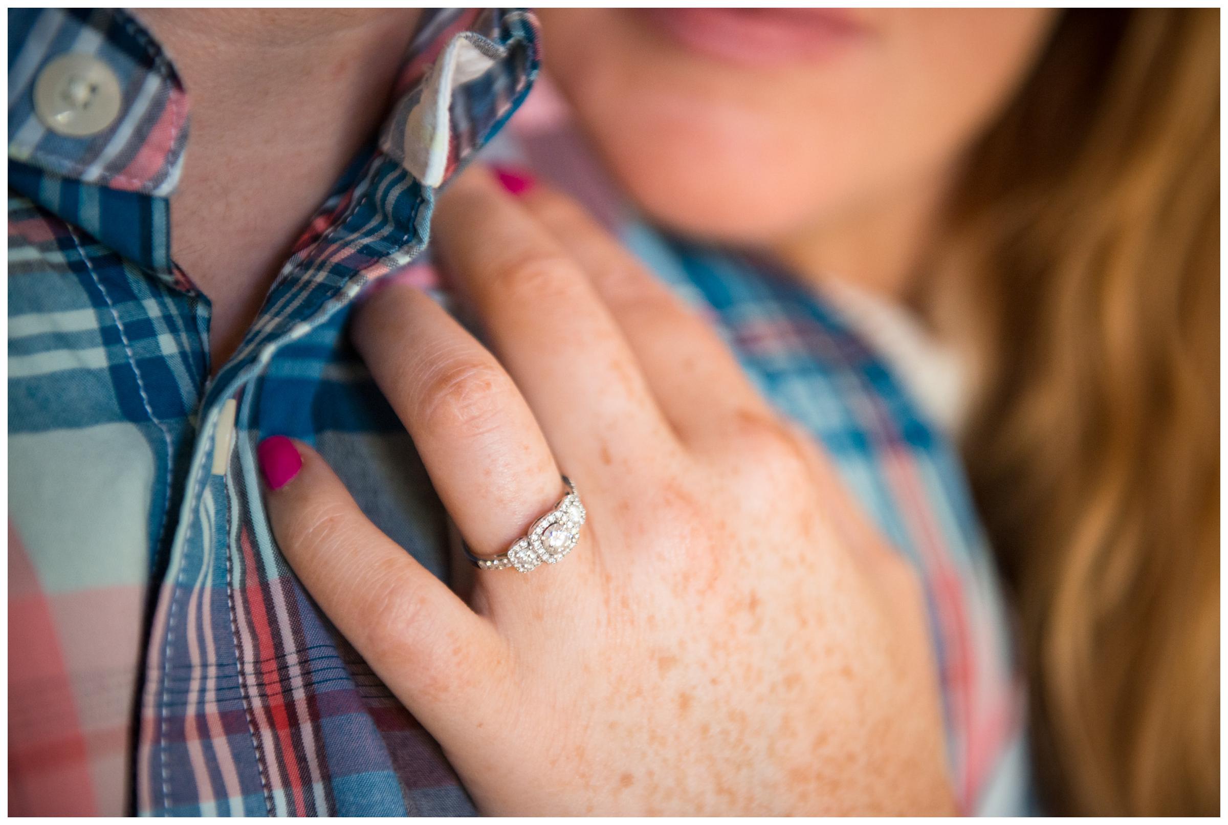 engagement ring on bride's hand