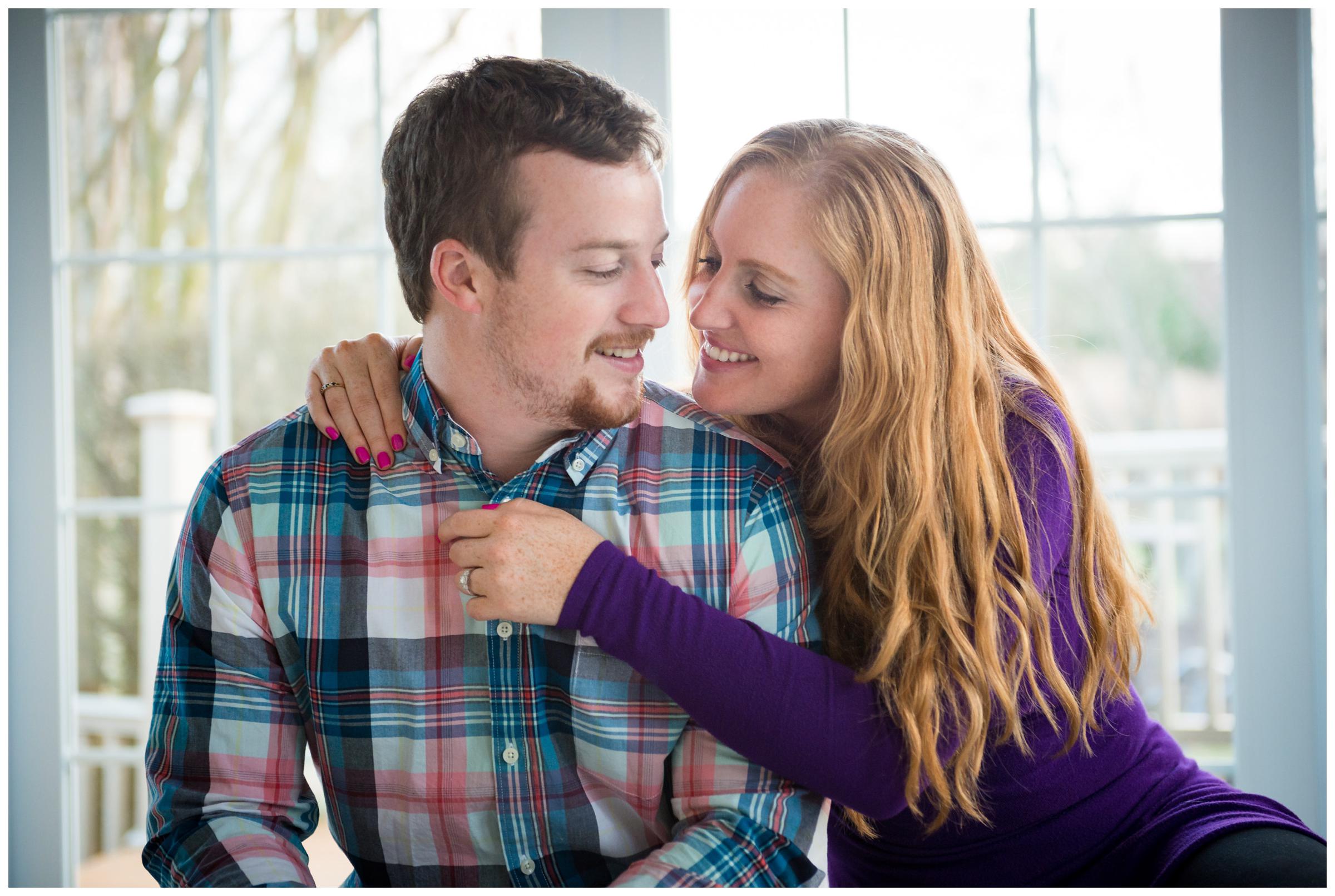 lifestyle engagement session of couple in home in Rockville, Maryland