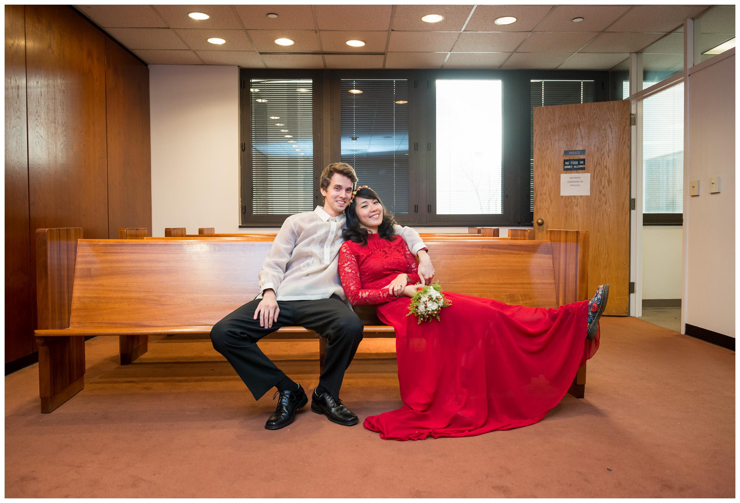 bride and groom after Montgomery County Courthouse wedding in Rockville, Maryland