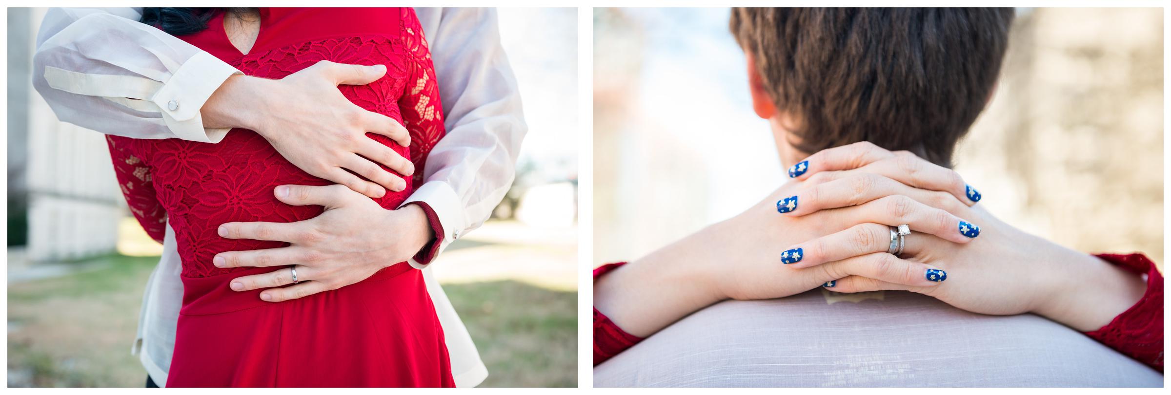 bride and groom embracing after wedding