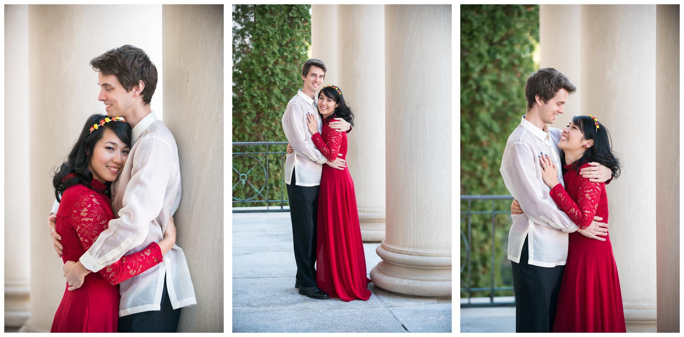 bride and groom in Filipino wedding attire