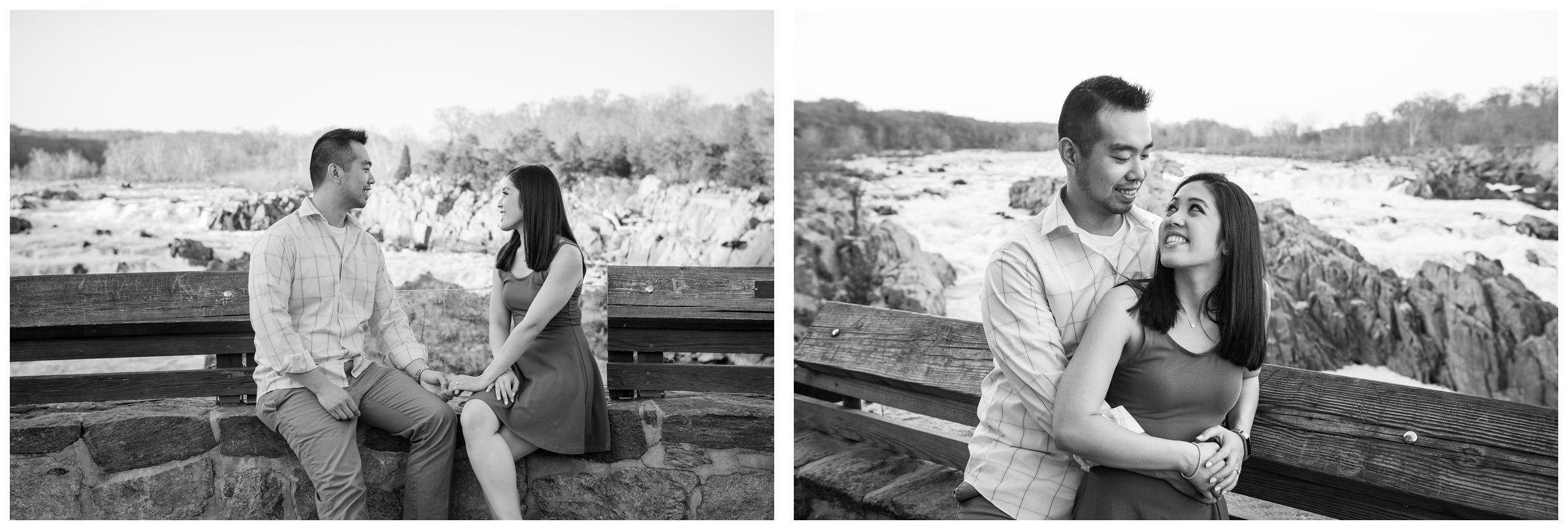 riverfront engagement photos at Great Falls Park in Northern Virginia