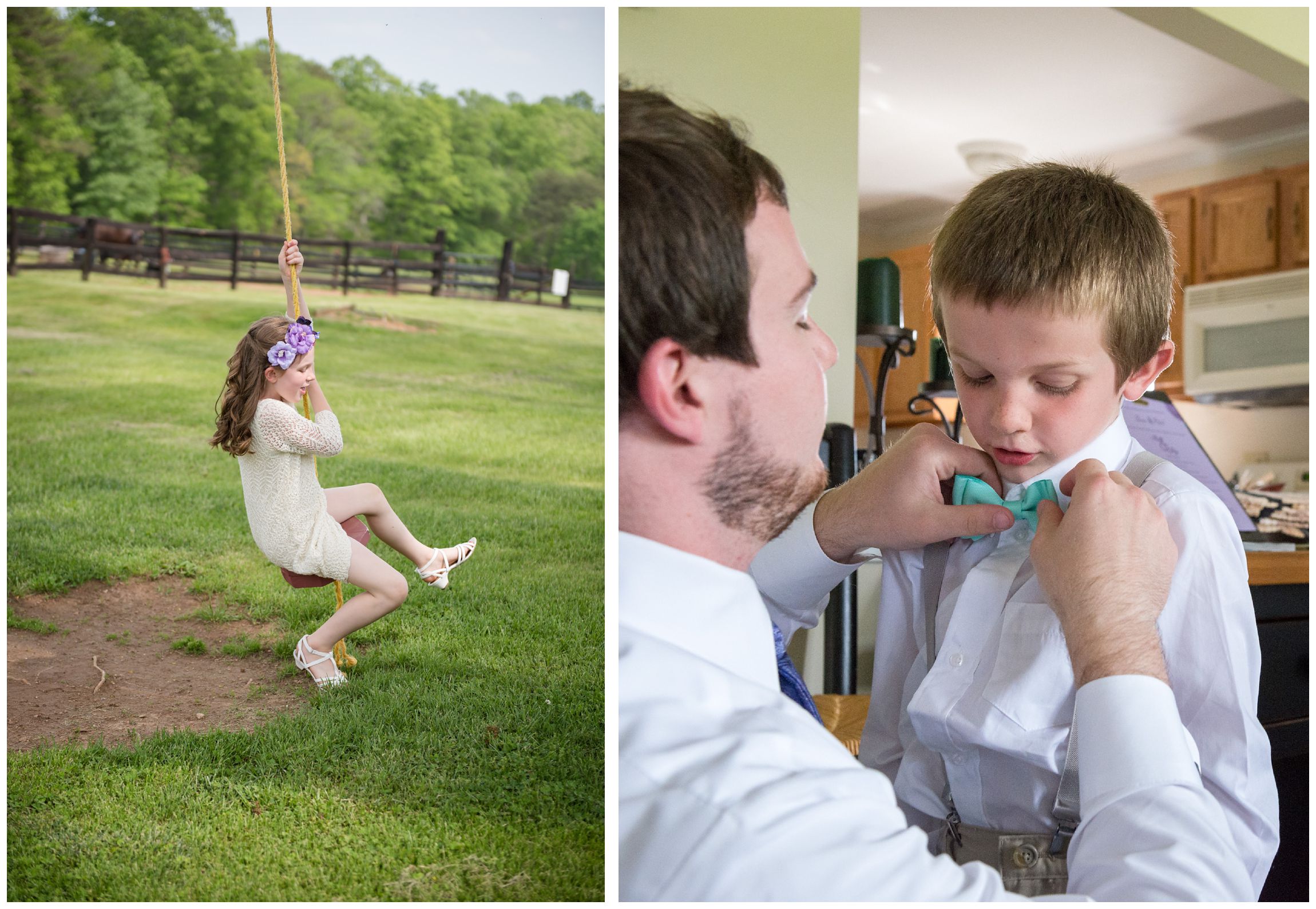 flower girl and ring bearer at rustic farm wedding