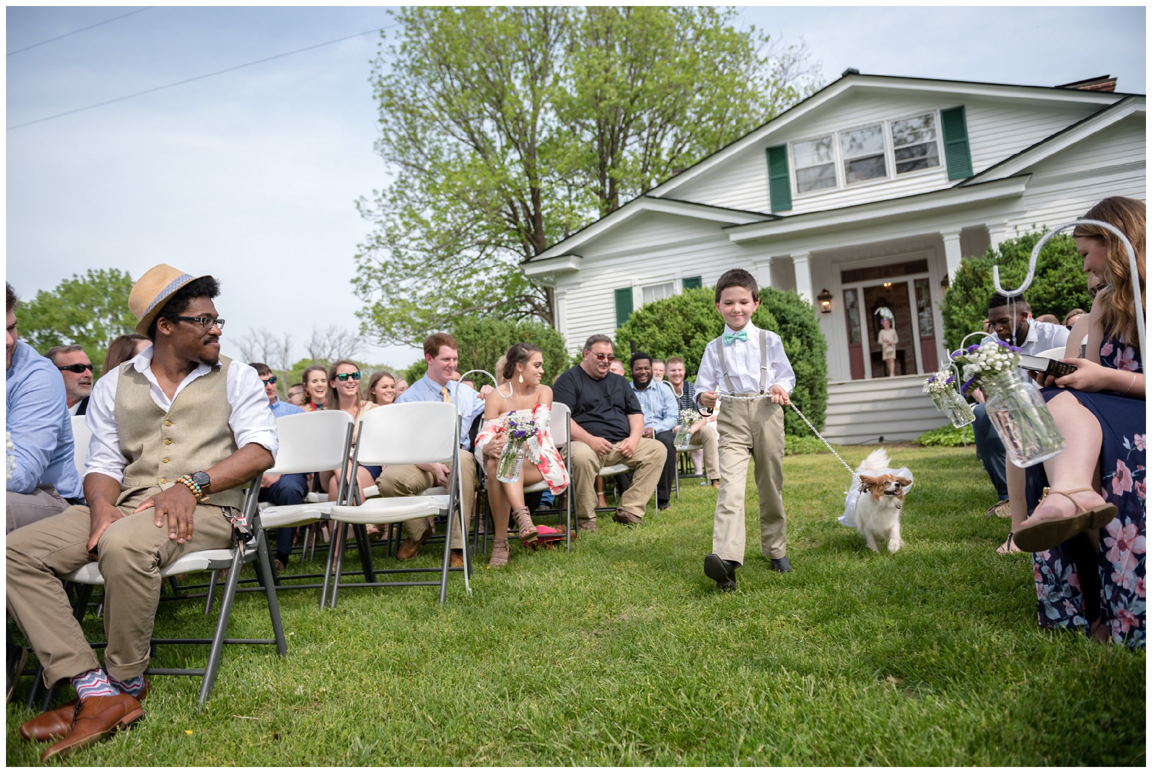 dog acts as ring bearer during wedding ceremony at Wolftrap Farm in Virginia