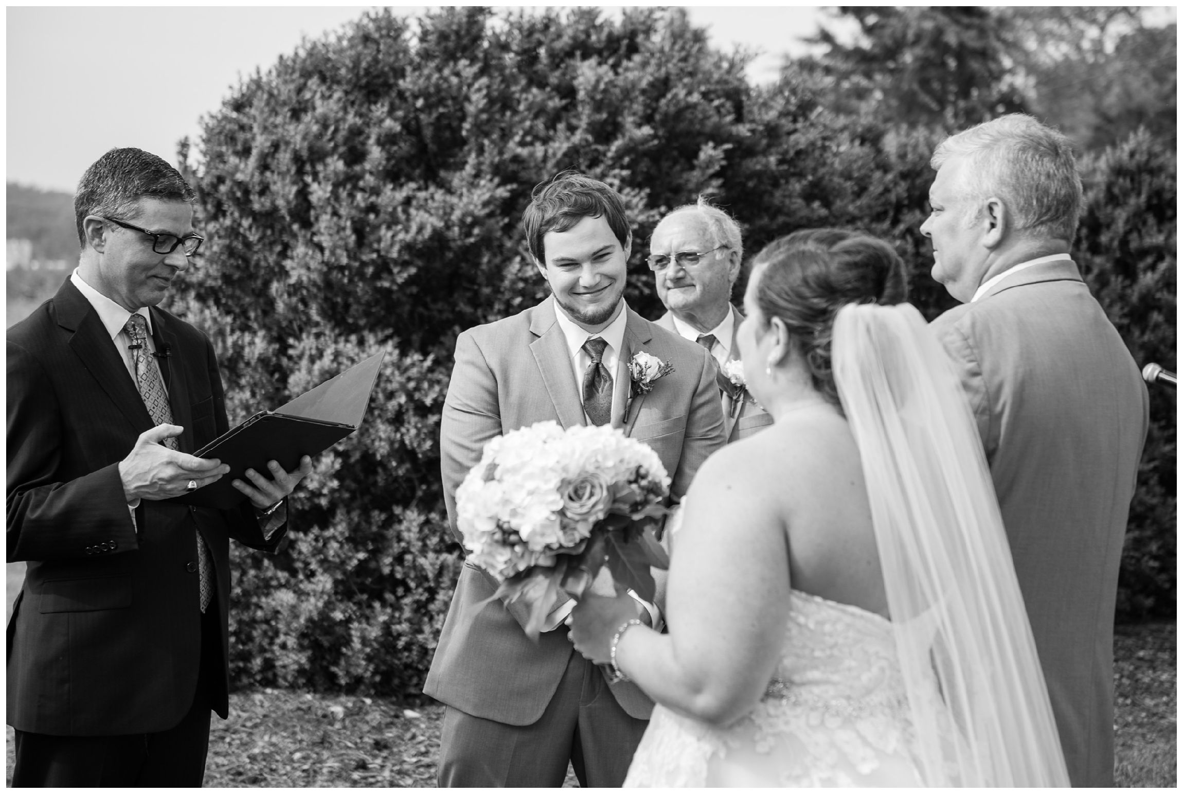 bride enters during rustic Virginia wedding at Wolftrap Farm