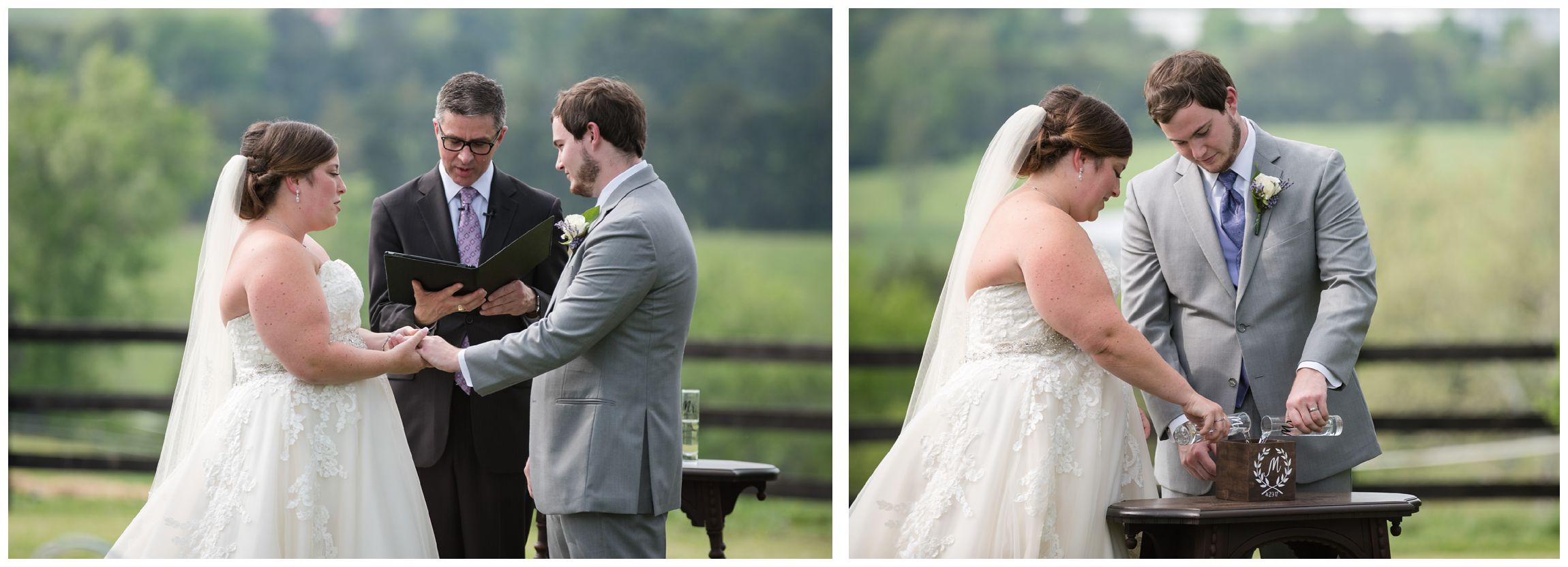 bride and groom during wedding at Wolftrap Farm in Gordonsville, Virginia
