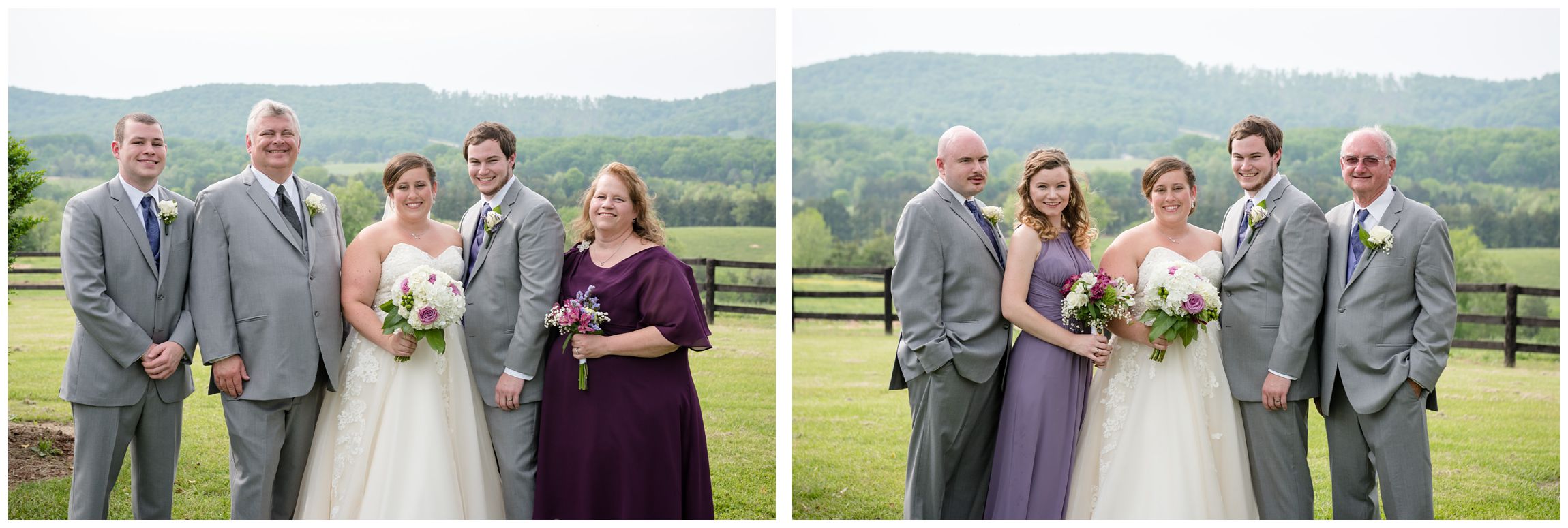 family portraits at rustic wedding at Wolftrap Farm