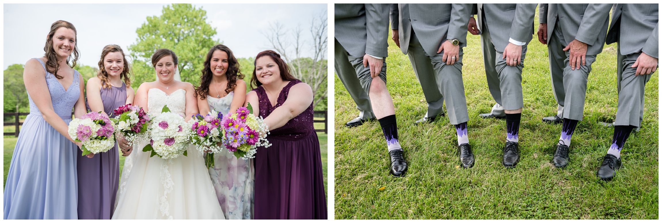 bouquets and socks of bridal party