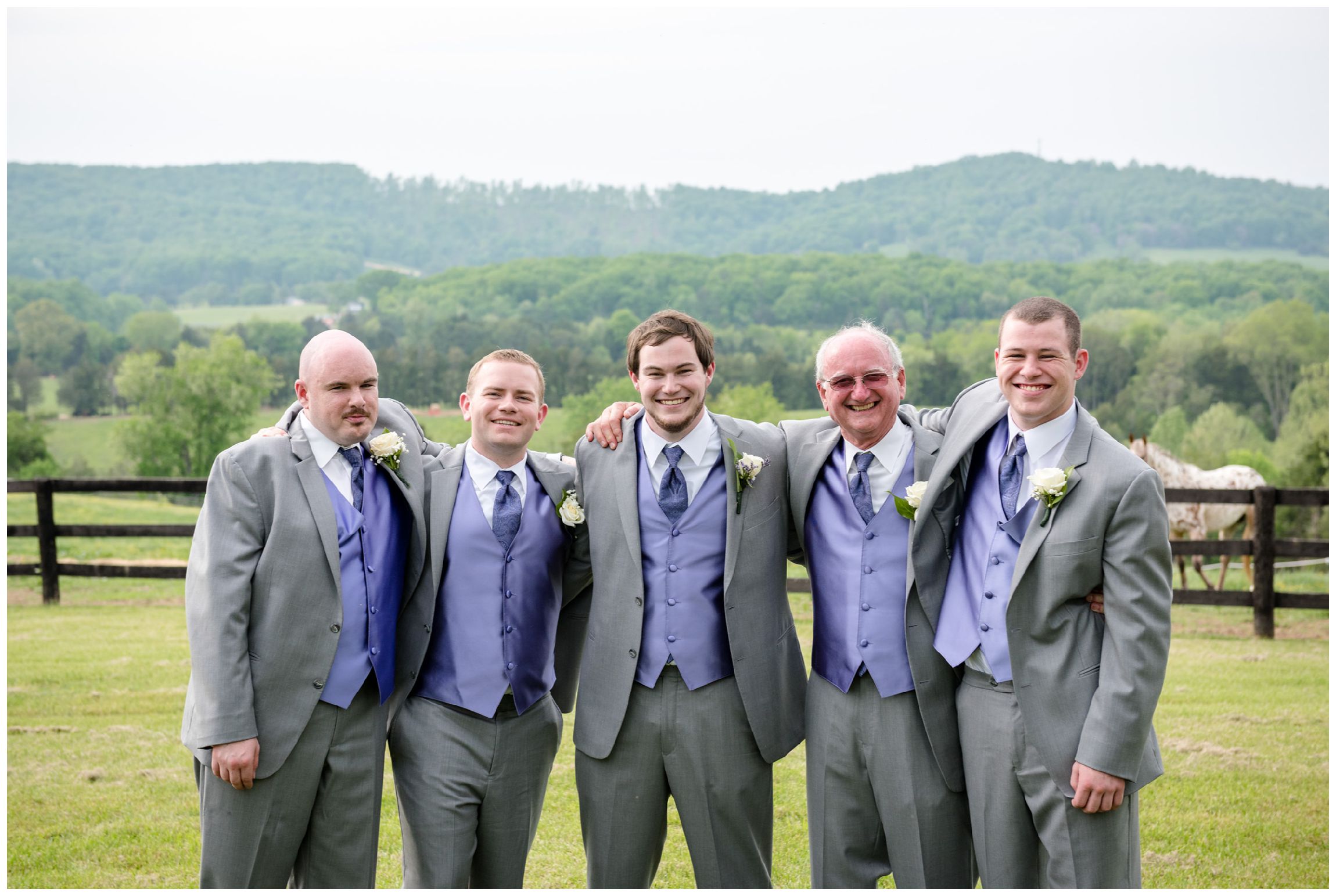 groomsmen at rustic Wolftrap Farm wedding in Virginia 
