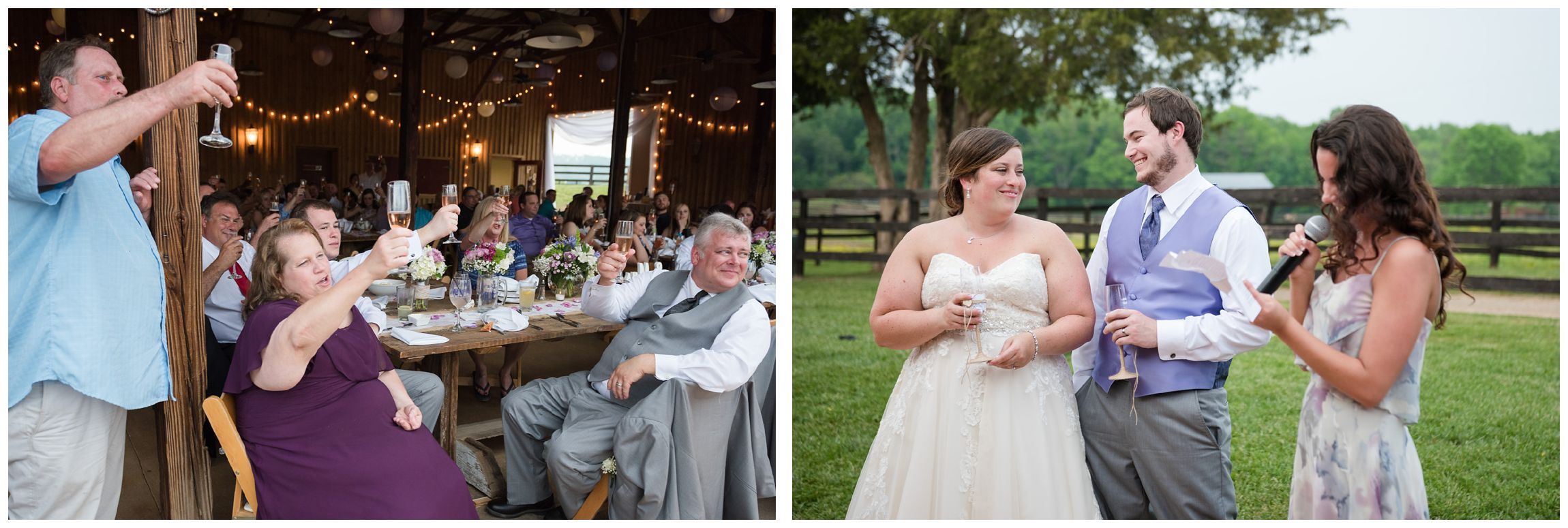 toasts during rustic Virginia wedding at Wolftrap Farm