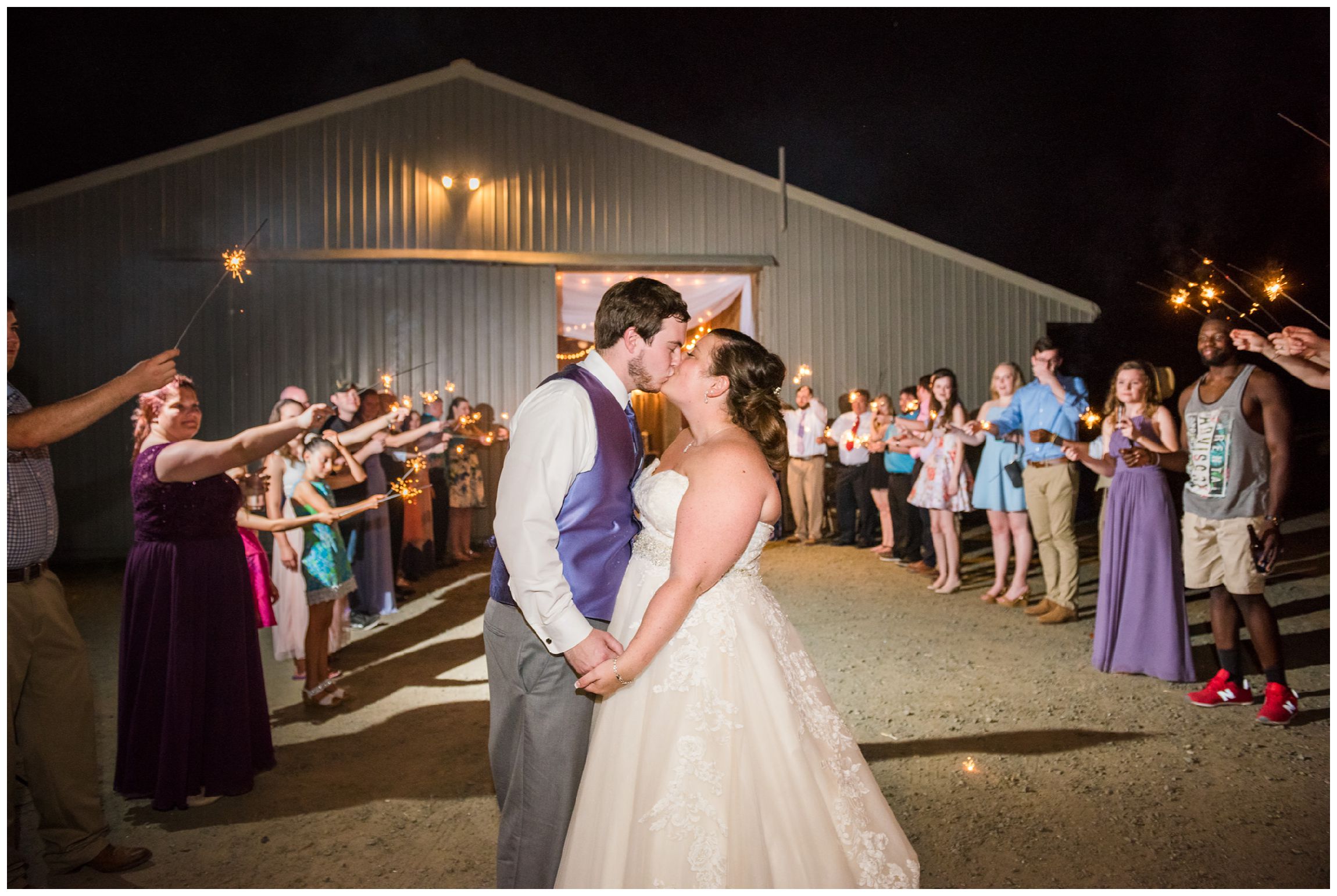 sparkler wedding reception send off at Wolftrap Farm in Gordonsville, Virginia
