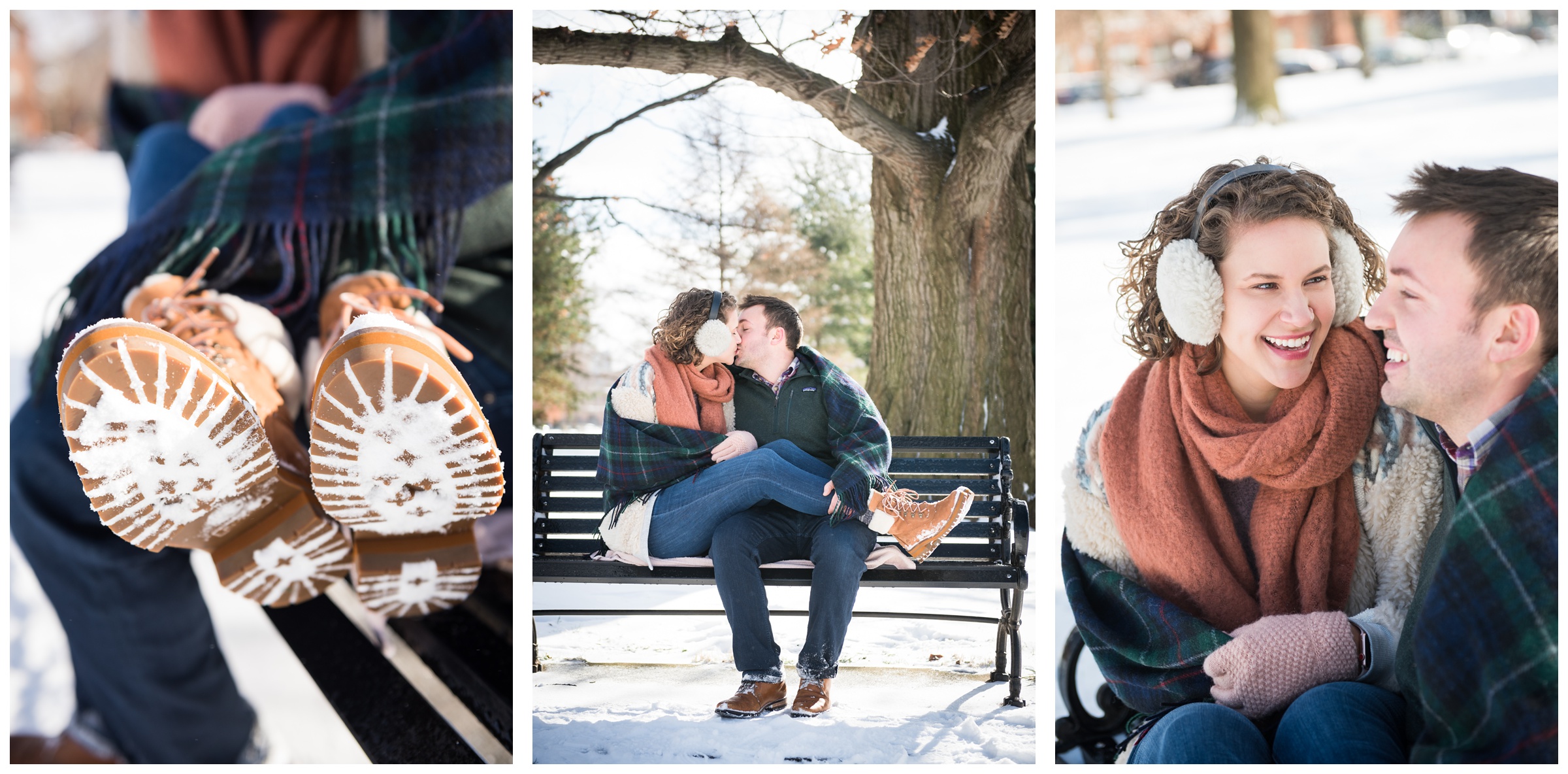snowy winter engagement session at Goodale Park by Columbus, Ohio wedding photographer