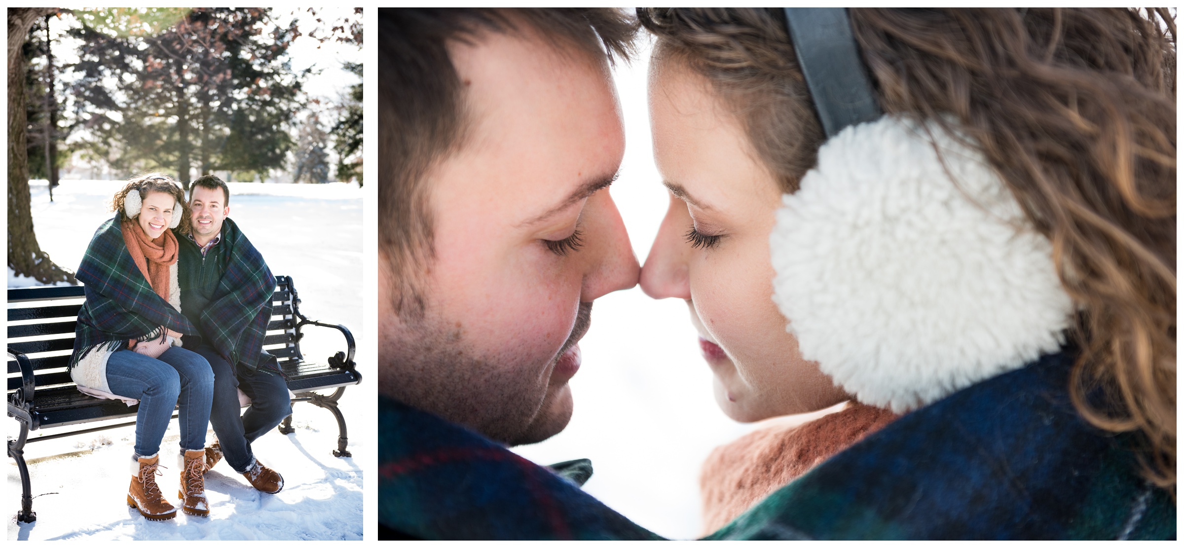 snowy winter engagement photos at Goodale Park in Columbus, Ohio