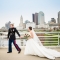 Columbus skyline wedding photography along Scioto Mile