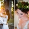 Asian bride and groom at sunset and bride with floral crown