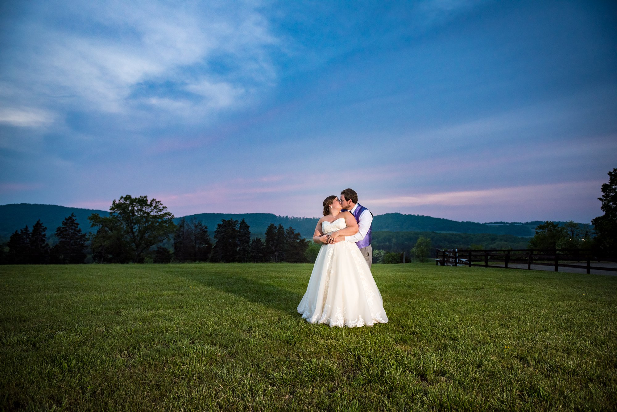 sunset wedding photography on farm