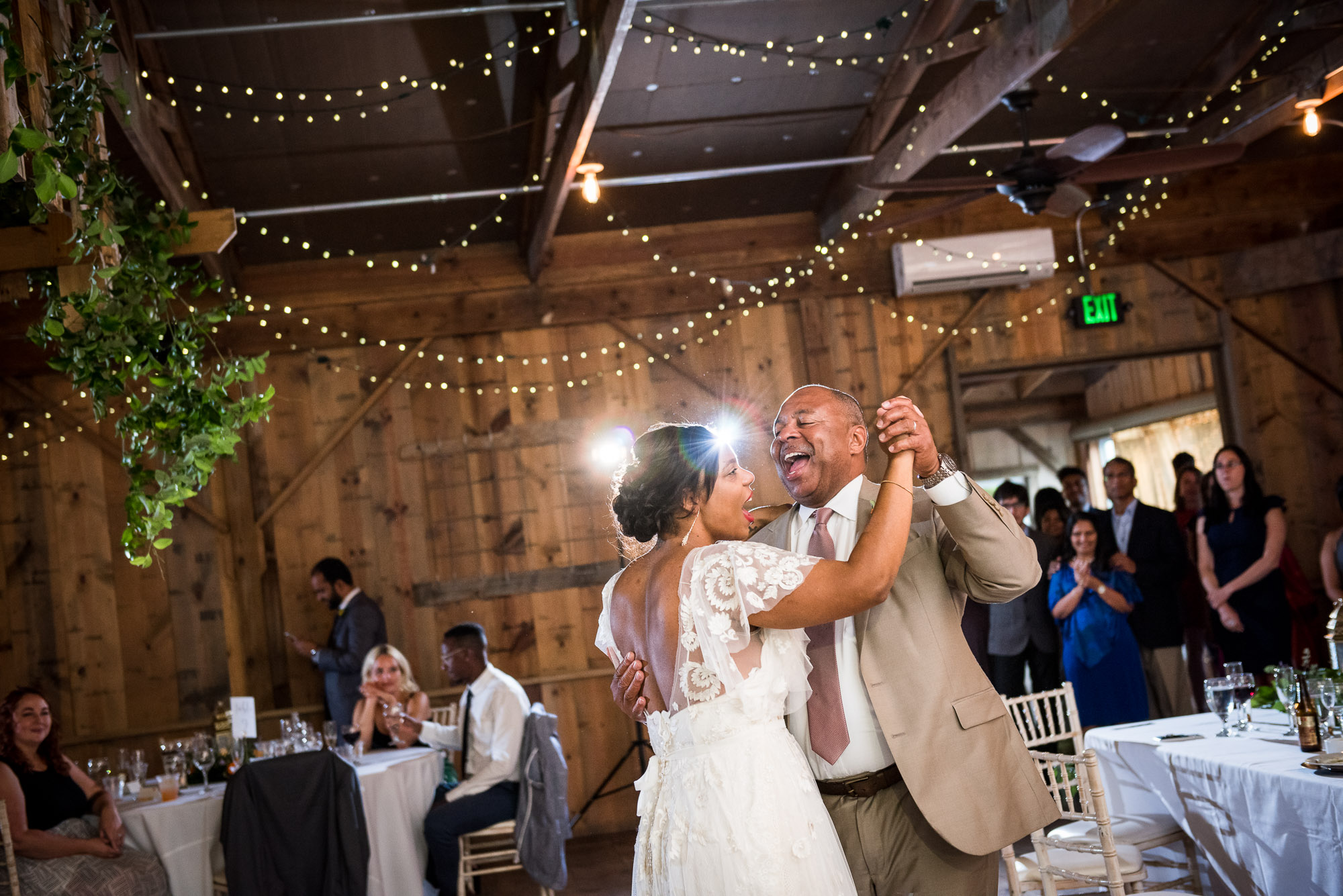 father-daughter first dance at Jorgensen Farms historic barn in Columbus Ohio