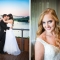 riverfront wedding photography at sunset in Marietta Ohio and bride with red hair and blue eyes