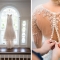 wedding gowns with lace, beading, and illusion sleeves