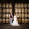 distillery wedding portrait with barrels