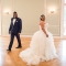 African American bride and groom first look reaction