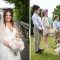 ring bearer and flower girls with dog during rustic outdoor wedding