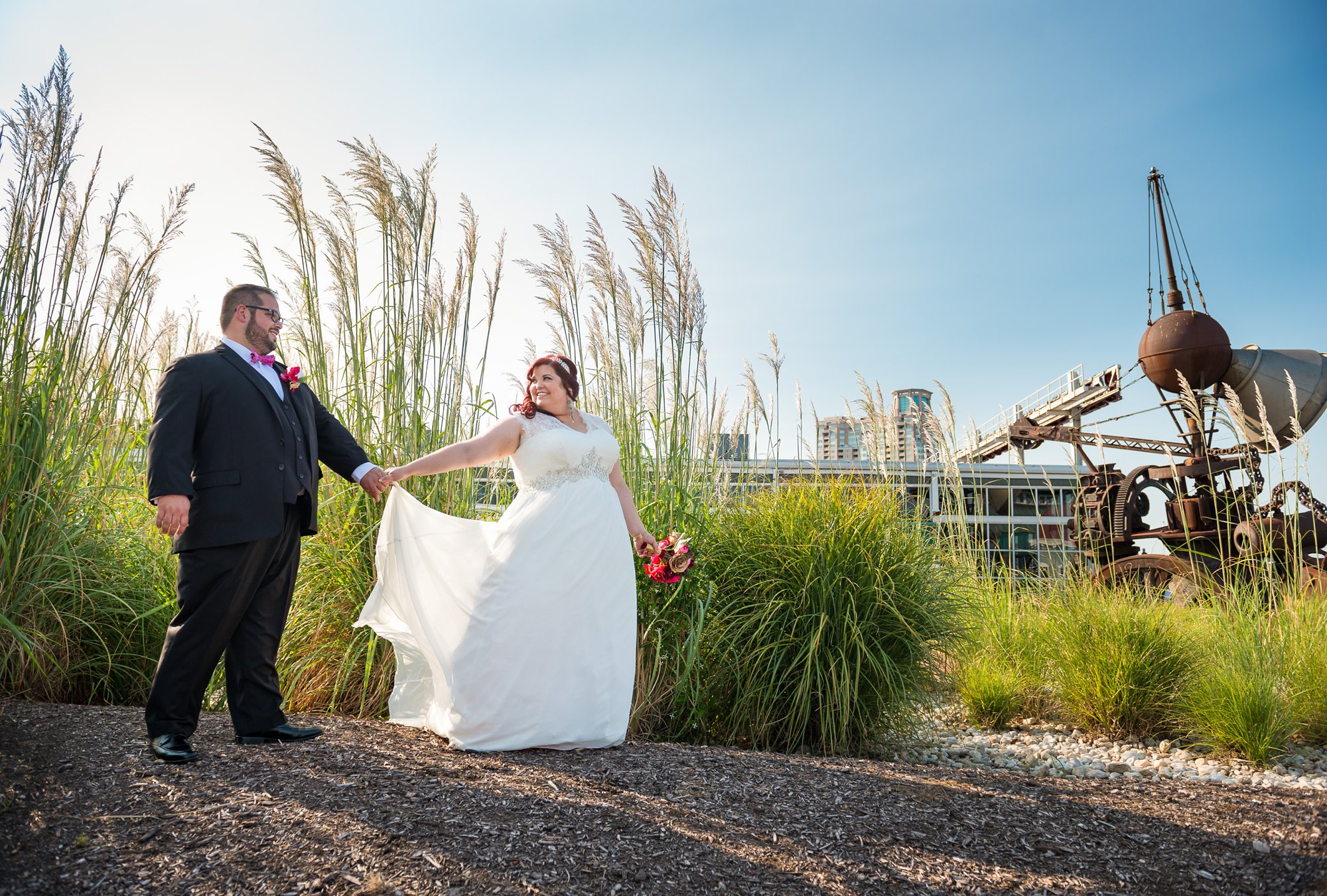 bride and groom portrait during wedding at the Museum of Industry in Baltimore Maryland
