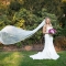 bridal photo session with flying cathedral veil