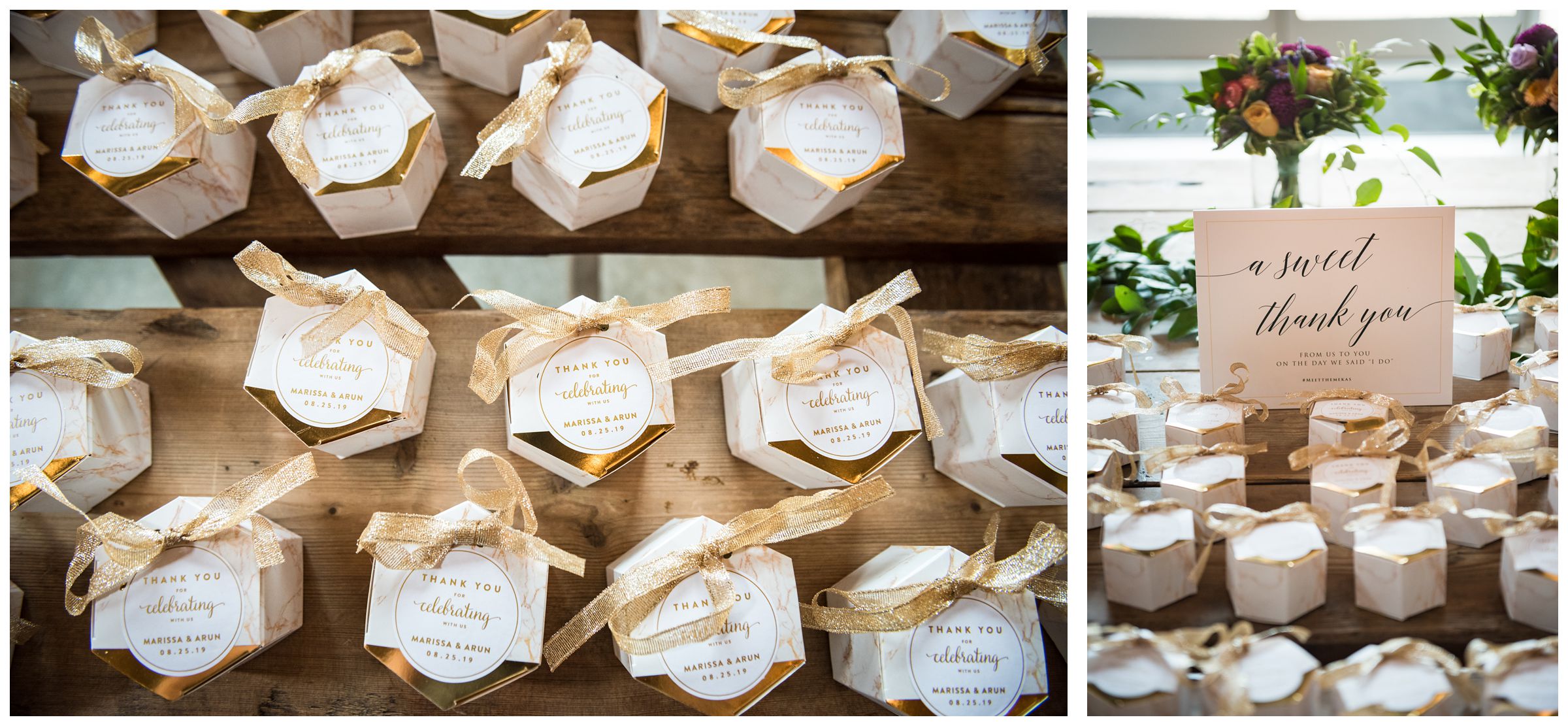 gold wedding favor boxes for sweets