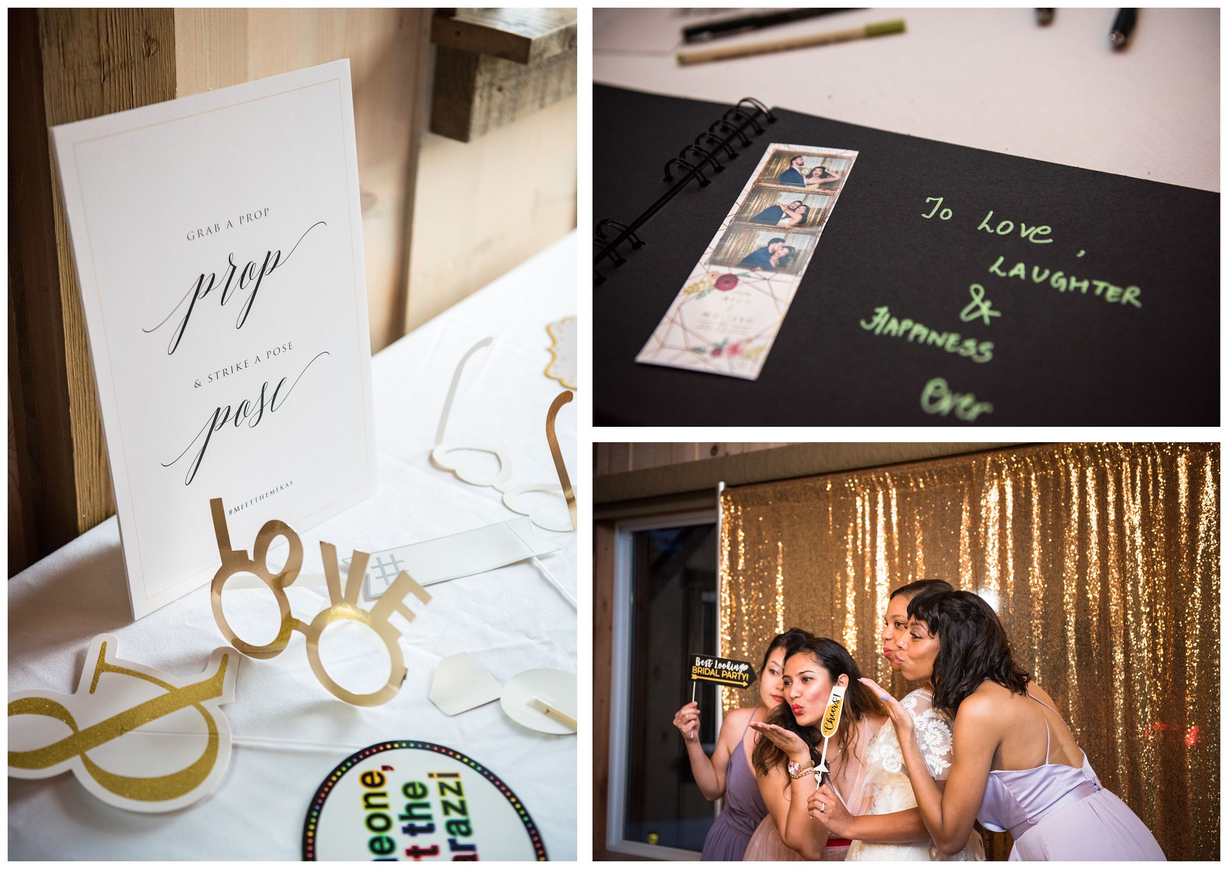 wedding reception photo booth and photo strip guestbook