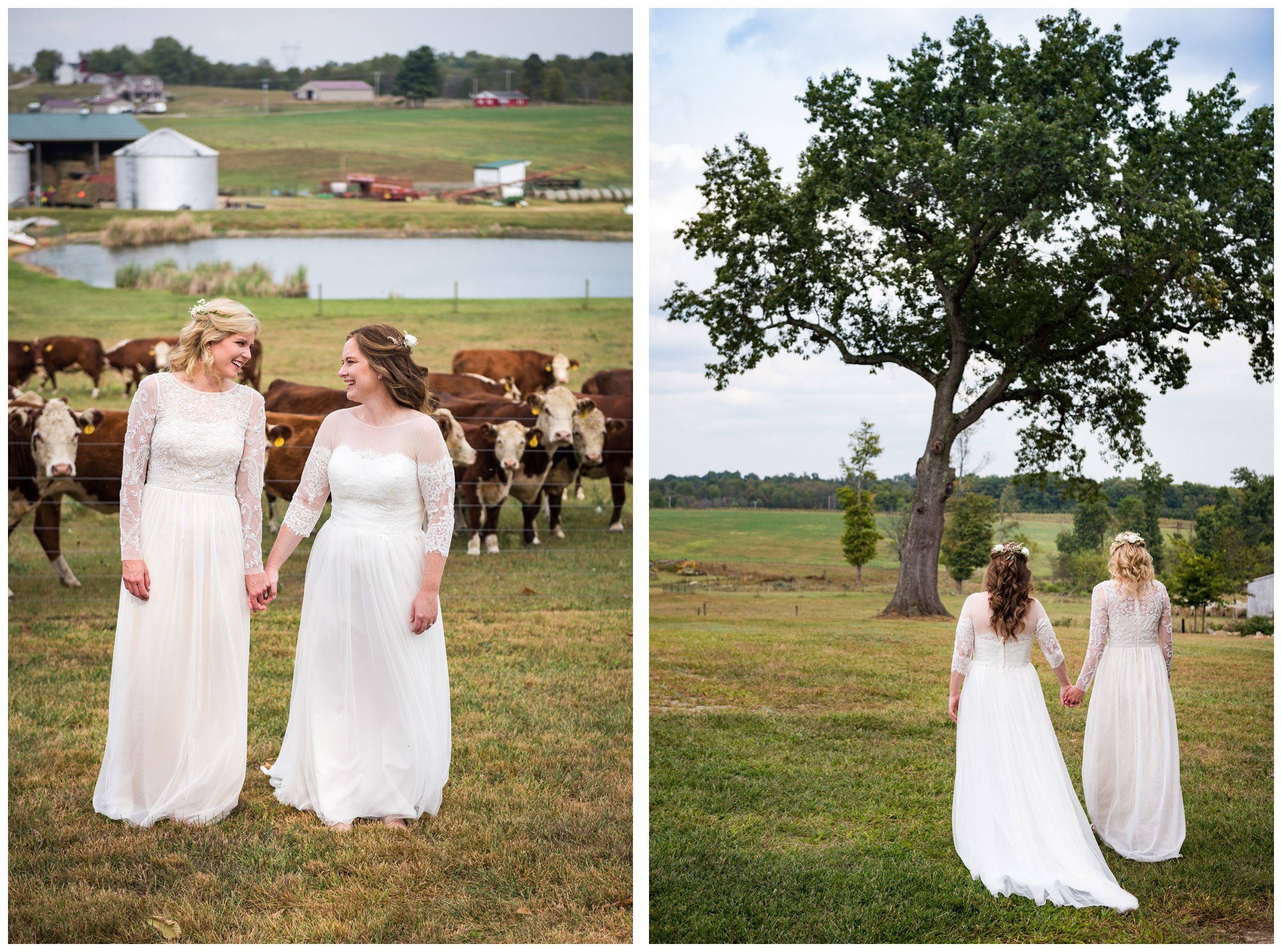 Same-sex lesbian wedding on farm in central Ohio