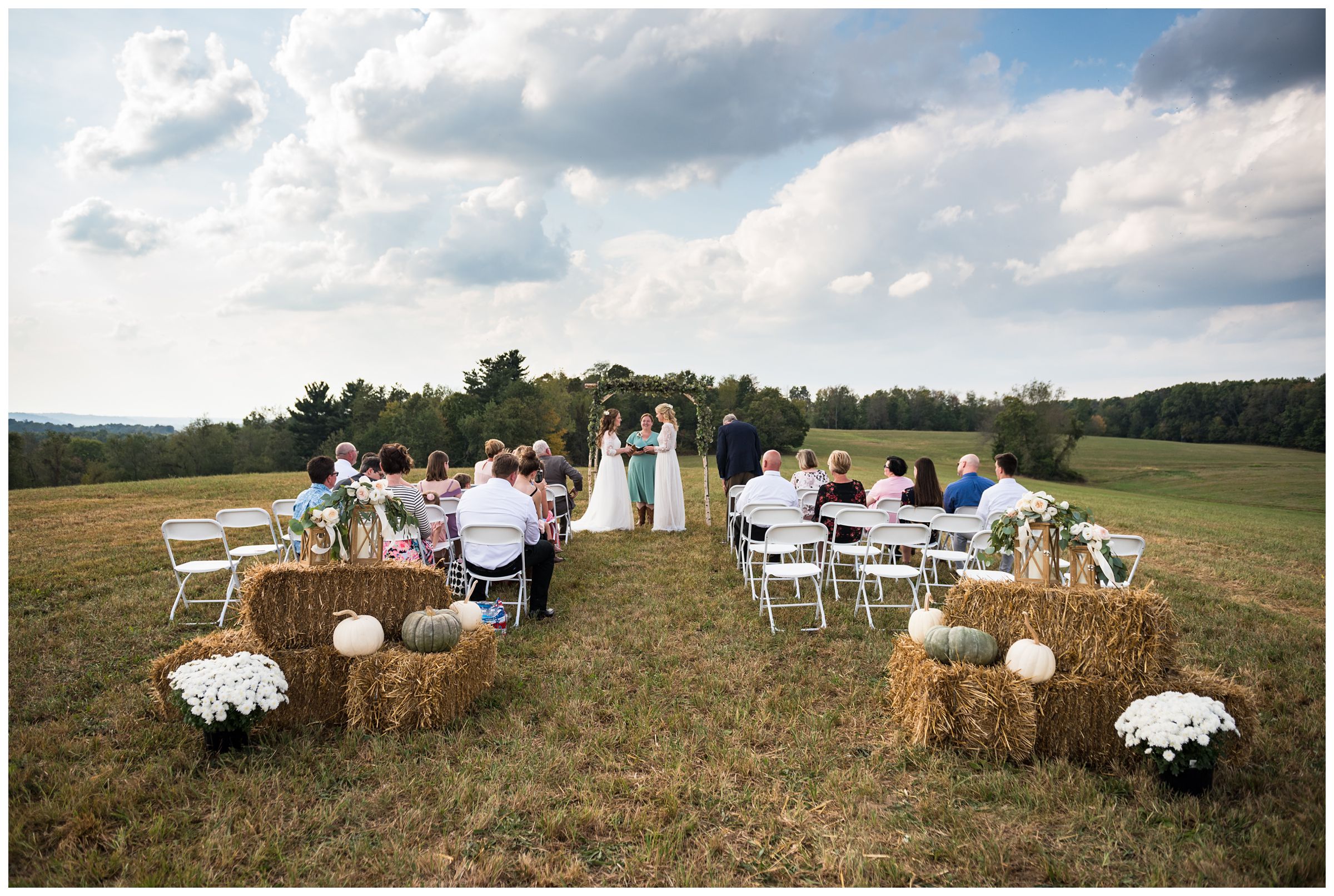 LGBTQ fall farm wedding with two brides in central Ohio